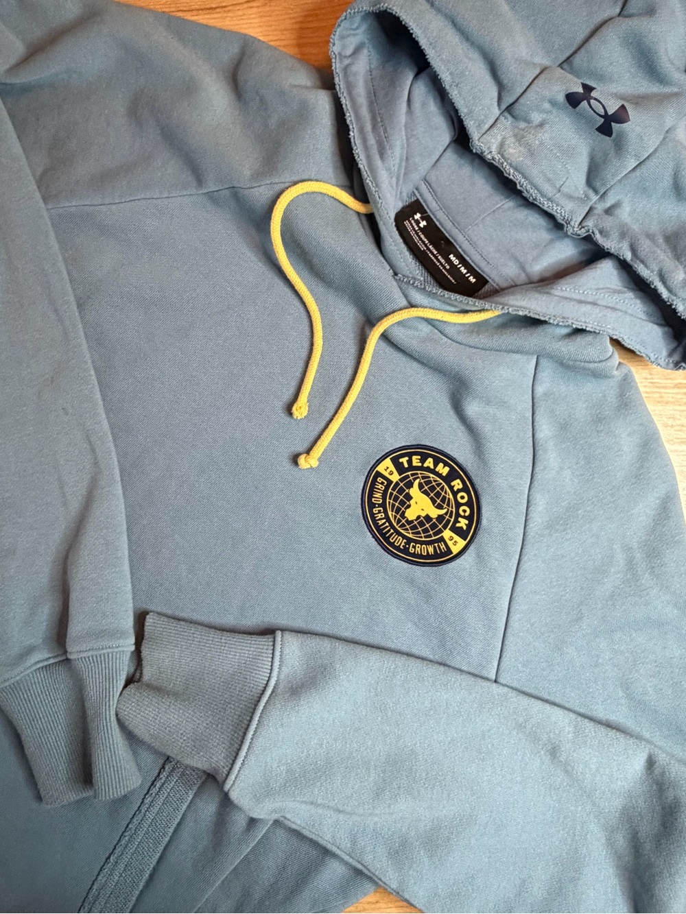 Under Armour Project Rock Team Rock Fleece Hoodie Dusty Blue Mens Size Medium